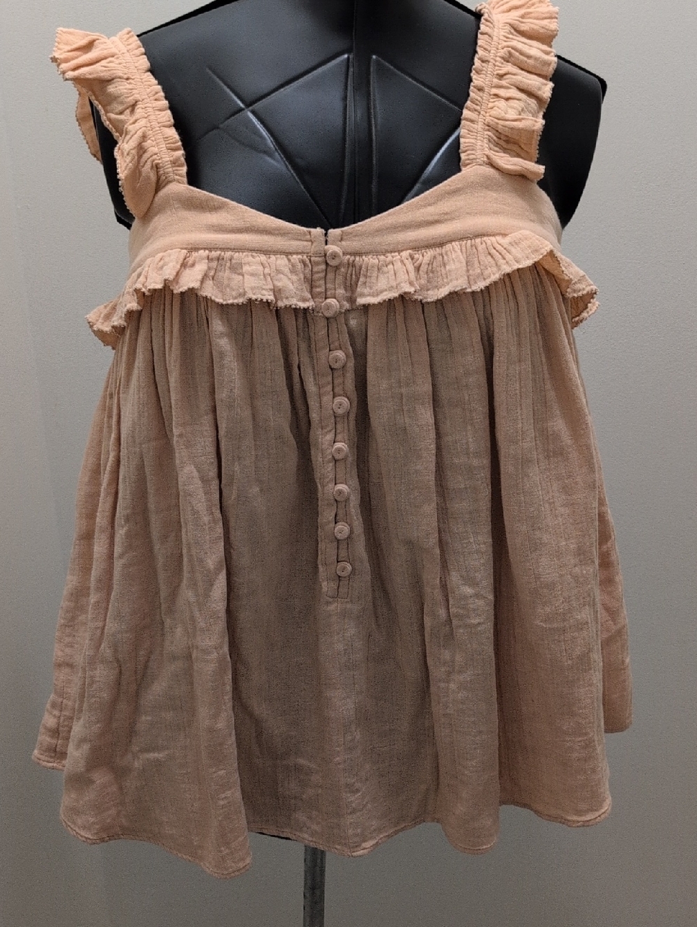 APIECE APART Ruffled Button-Front Peach Tank Top - Picture 1 of 6